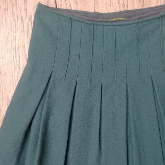 Vintage Jocomomola teal blue green pleated front wool skirt 40 approx S/M - Picture 6 of 14